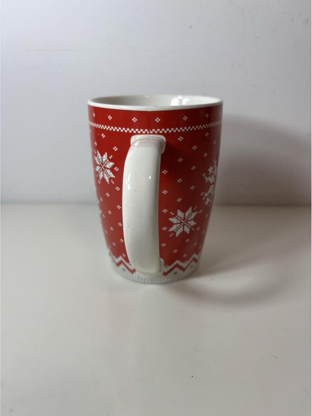 TIM HORTONS Ltd. Ed #15 Coffee Mug 2015 Red Sweater Motif Snowflake Winter - Picture 4 of 7